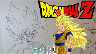 menggambar son goku , dragon ball