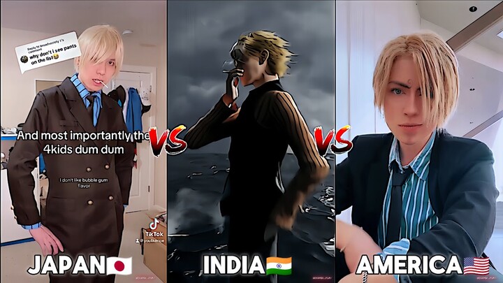 Sanji Live Action- Japan 🇯🇵 Vs India 🇮🇳 Vs America 🇺🇸 | Sanji Cosplay | One Piece | Anime