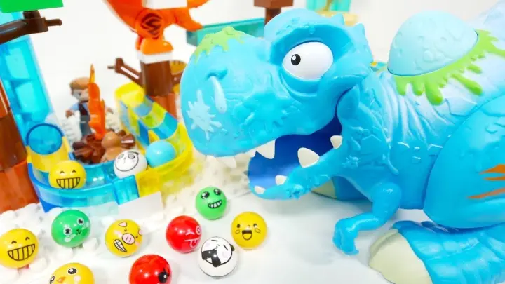 Children's educational handmade toys building blocks track roller coaster ball ice tyrannosaurus gam