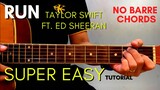 Taylor Swift ft. Ed Sheeran - Run Chords EASY GUITAR TUTORIAL (Taylor’s Version)
