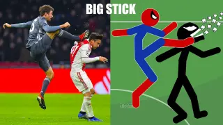 Real Football vs Stickman | Stickman Dismounting funny moments | Best Falls #2