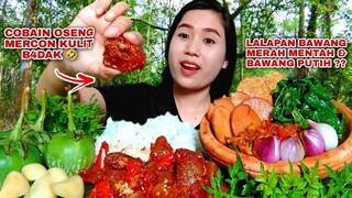 MAKAN BAWANG MERAH MENTAH BAWANG PUTIH OSENG KIKIL LALAPAN MENTAH SAMBAL TERASI#mukbanglalapanmentah