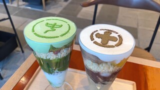 Japanese Matcha and Houjicha Parfait