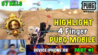 Highlights! 57 KILLS 😱 4 Finger + Gyroscope | iPhone XR 🤍 PUBG Mobile