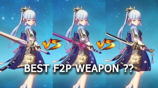 Best F2P Weapon for AYAKA!! Amenoma Kageuchi or Harbinger of Dawn? DMG comparison | Genshin Impact |