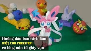 Hướng dẫn bạn cách làm một con pokemon có lông mịn từ giấy vụn