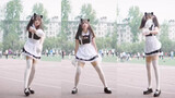 Mặc trang phục hầu gái nhảy cover "Shin Takara Jima" trên sân vận động
