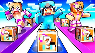 Playing a CRAZY FAN GIRL LUCKY BLOCK RACE in Minecraft!