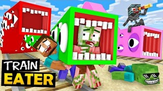 Monster School : COLOR TRAIN EATER vs CHOO CHOO CHARLES HORROR CHALLENGE - Minecraft Animation