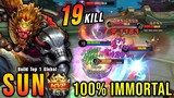 19 Kills!! Unstoppable Sun Build (100% IMMORTAL) - Build Top 1 Global Sun ~ MLBB