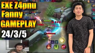 Z4pnu FANNY GOD is BACK? 24 KILLS FANNY GAMEPLAY | Mobile Legends