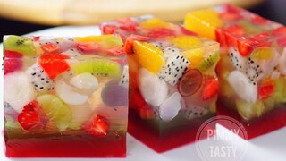 วุ้นผลไม้สด Agar Jelly Fruit Cake Recipe