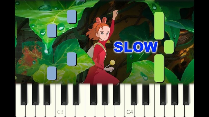 SLOW EASY piano tutorial "ARRIETTY'S SONG" for Beginners, Ghibli movie, with free sheet music