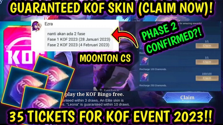 CLAIM NOW! FREE KOF TICKET RELEASE TODAY! 35 TICKETS (PHASE 1 & PHASE 2)?! KOF EVENT 2023! - MLBB