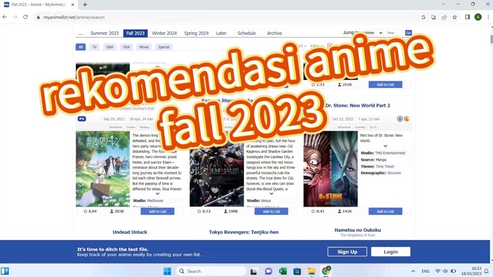 rekomendasi anime terbaik musim fall 2023