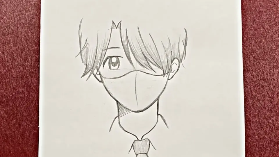 Easy anime drawing | how to draw anime boy wearing a mask easy step-by-step  - Bilibili