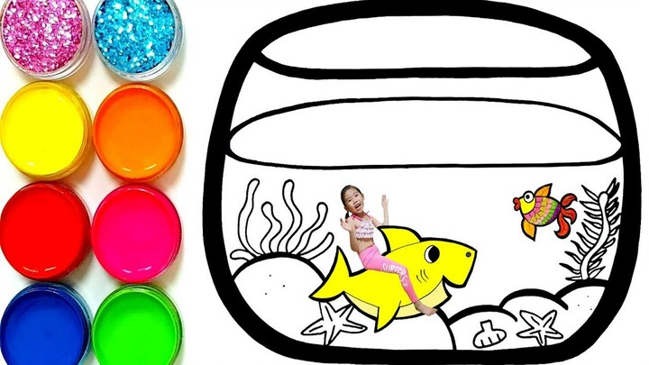 [Vẽ màu nước] Vẽ một bể cá xinh xắn~blink blink~