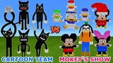 CARTOON CAT TEAM vs. MOKEY'S SHOW (Mickey Mouse Parody) | LOUD NOISES BATTLE | Minecraft