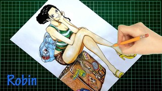 DRAWING NICO ROBIN GO TRAVEL (ONE PIECE) [ワンピース] | Speed Drawing | Art  7