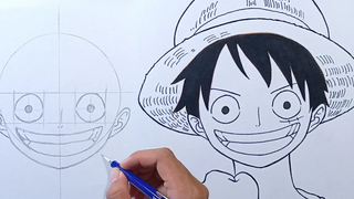 How to Draw LUFFY One Piece - การ์ตูนอนิเมะ