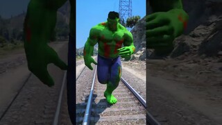 GTA V GREEN HULK SAVING SHE HULK FROM THOMAS THE TRAIN #shorts #thomas #train