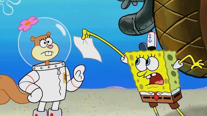 Dalam Petualangan Belanja SpongeBob, Sandy menyerahkan semua rambut di ekornya untuk SpongeBob!