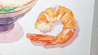 [Painting] Watercolor painting introduction - Shrimp painting