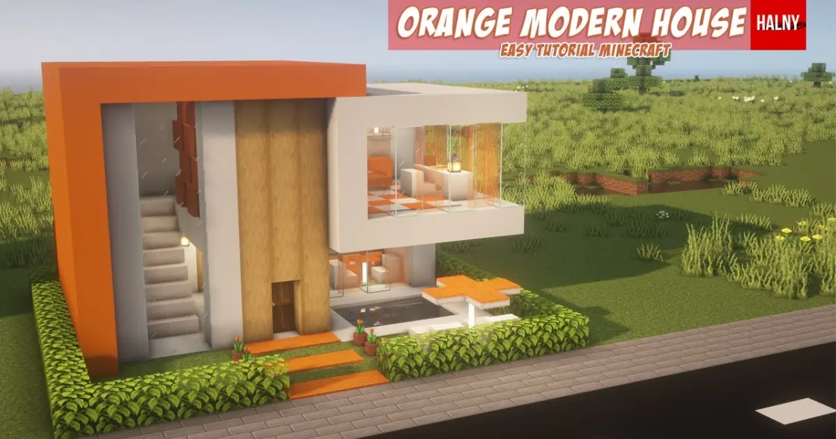 Orange modern house in Minecraft (Tutorial) - Bilibili