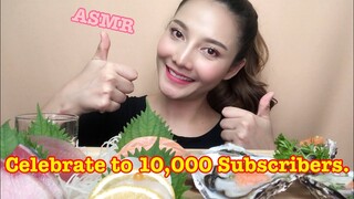 SAW ASMR MUKBANG เสียงกิน|RAW JUMBO JAPANESE OYSTERS+SASHIMI หอยนางรม+ซาซิมิ|•EATING SOUND•ซอว์