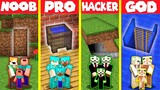 Minecraft Battle: SECRET TRAP BASE HOUSE BUILD CHALLENGE - NOOB vs PRO vs HACKER vs GOD / Animation