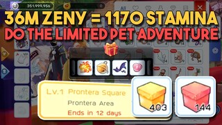 36.2M ZENY IN 4 DAYS! (1170 STAM) LIMITED PET ADVENTURE! - RAGNAROK MOBILE