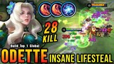 28 Kills!! Best Odette One Shot LifeSteal Build and Emblem!! - Build Top 1 Global Odette ~ MLBB