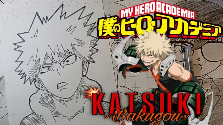 menggambar anime my hero academia katsuki bakugau