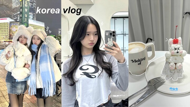 KOREA VLOG🌨️: first winter in seoul, night out with friends, cute cafes, what i eat on the plane