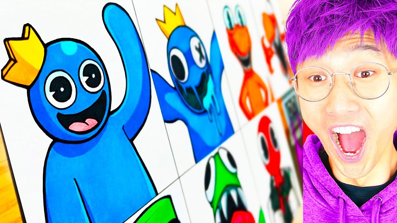 🎨 DESAFIO DESENHANDO os RAINBOW FRIENDS (Speed Draw Roblox) - BiliBili