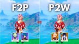 F2P vs P2W Yoimiya ! How much is the difference?? [ Genshin Impact ]