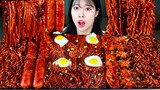 ASMR MUKBANG| 직접 만든 불닭 짜장 버섯 소세지 먹방 & 레시피 FRIED SAUSAGES AND FIRE NOODLES EATING