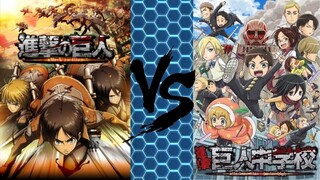 Shingeki No Kyojin Opening 1 VS Shingeki no Kyojin Chuugakkou Opening !