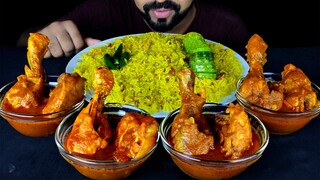 AUTHENTIC BASANTI PULAO, 4 CHICKEN LEG PIECE and THIGH PIECE CURRY, SALAD ASMR MUKBANG| #LiveToEATT