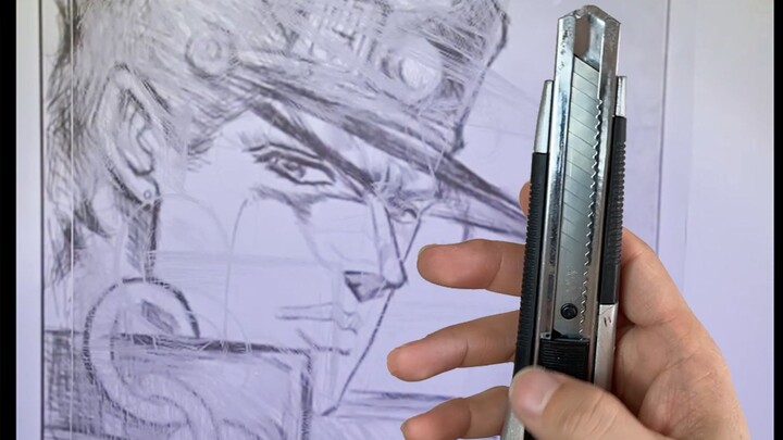 Draw a Jotaro with a knife. The moment you turn on the light, that man appears.