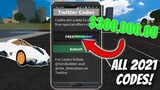ALL 5 WORKING SECRET CODES! Vehicle Simulator Roblox August 2021