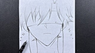 How to draw anime boy hearing music - Easy sketch