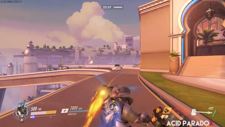 Overwatch, show style, jump across the car