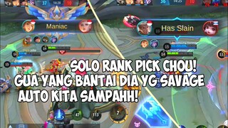 SOLO RANK PICK CHOU. GUA YANG BANTAI DIA YG SAVAGE AUTO KITA SAMPAH. DI STUN = IMUNE - MOBILE LEGEND