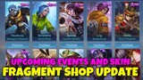 NEW! UPCOMING EVENTS AND SKIN FRAGMENTS SHOP - NEW EVENT MOBILE LEGENDS