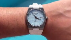 Tissot PRX Ice Blue White Rubber Strap