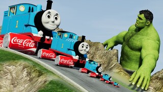 Big & Small Thomas the Train with Coca-Cola Wheels vs DOWN OF HULK | BeamNG.Drive