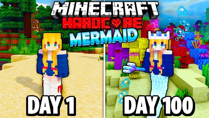 I Survived 100 Days as a MERMAID in Hardcore Minecraft.. Here's What Happened..