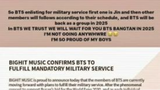 BIGHIT MUSIC confirms BTS to fulfill mandatory military service🥺💜| Let's wait for them till 2025😭