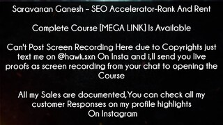 Saravanan Ganesh Course SEO Accelerator-Rank And Rent download